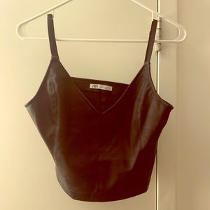 Leather crop top